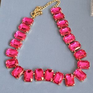 Hot Pink and Gold Tone Fashion Rinestone  Necklace - NWOT